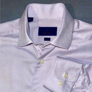 David Donahue Shirt 15 34/35 Light Lavender Dress Button Up Long Sleeve